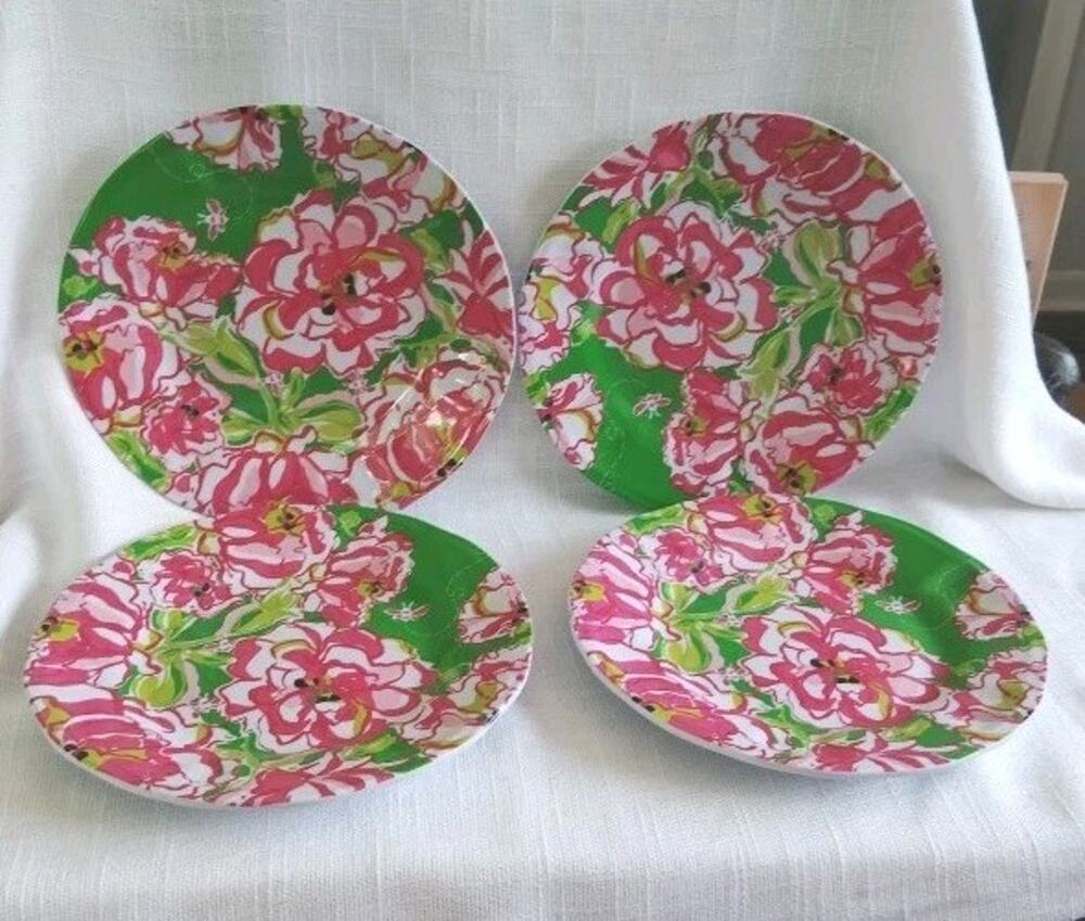 Set of 4 Lilly Pulitzer Cocktail Melamine Picnic Plates 9"